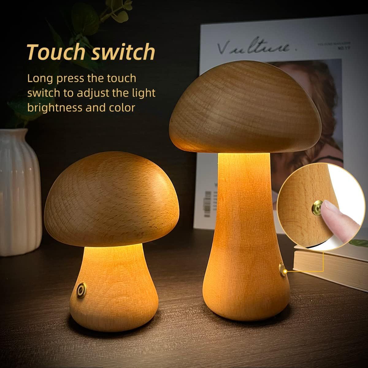 Wooden Cute Mushroom LED Light