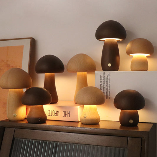 Wooden Cute Mushroom LED Light