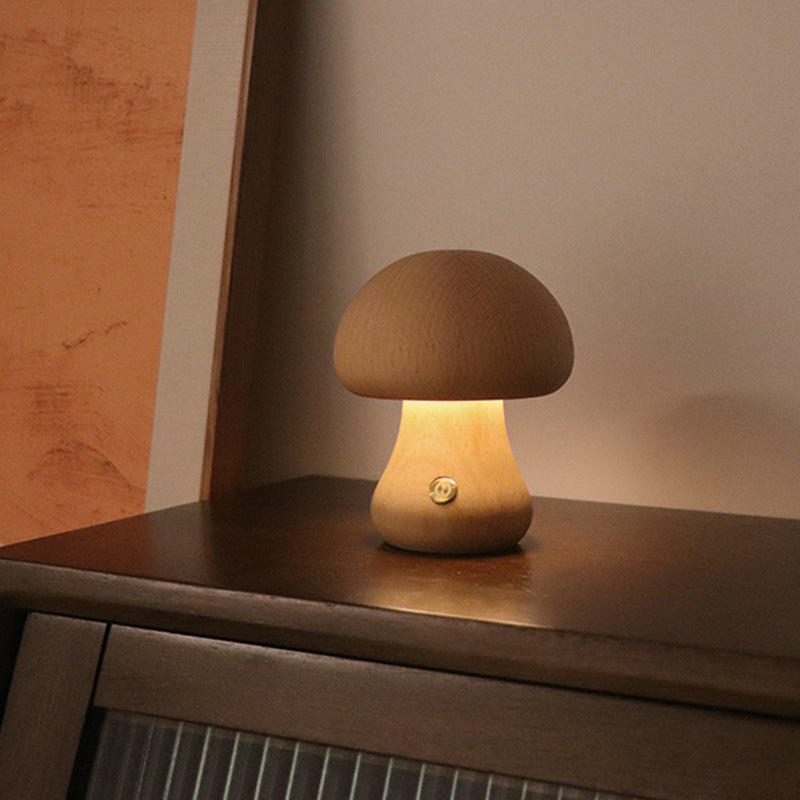 Wooden Cute Mushroom LED Light