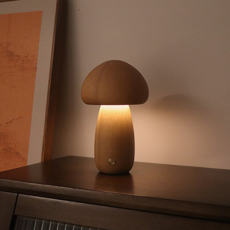 Wooden Cute Mushroom LED Light