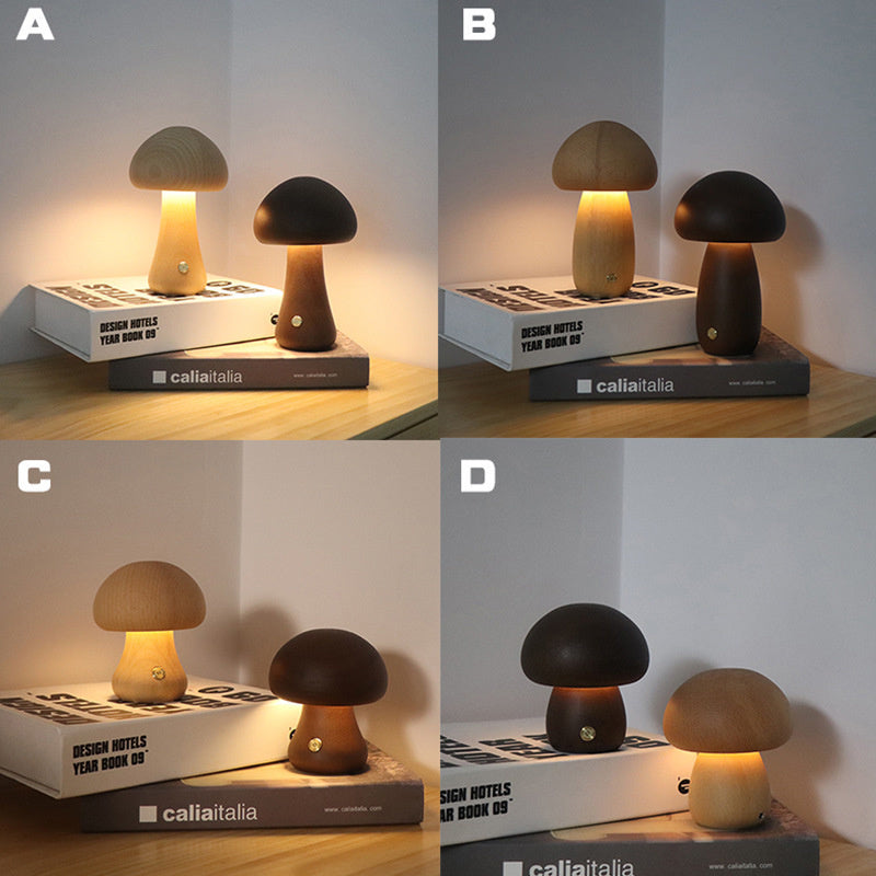 Wooden Cute Mushroom LED Light