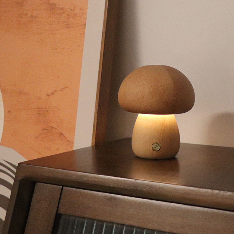 Wooden Cute Mushroom LED Light